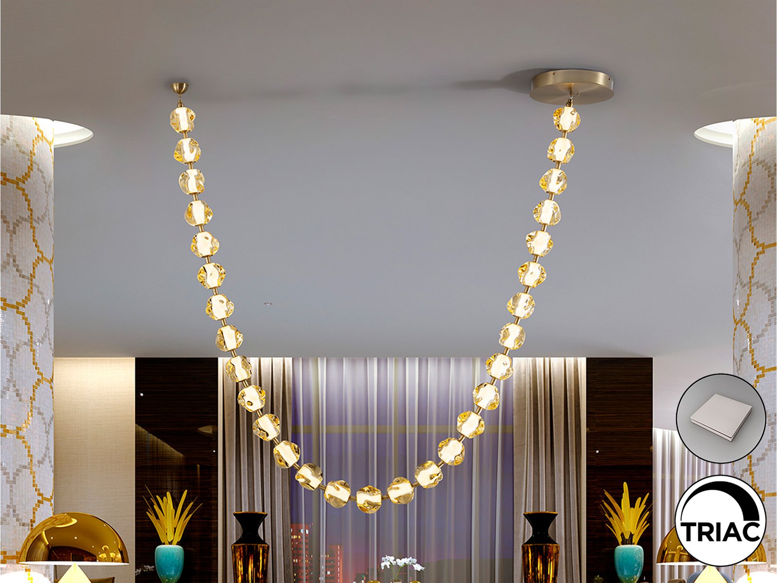 ZARIA II -LAMPARA 29L- BRONCE/AMBAR DIM