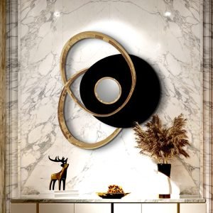 TRIO-ESCULTURA PARED-NEGRO/ORO ROSA