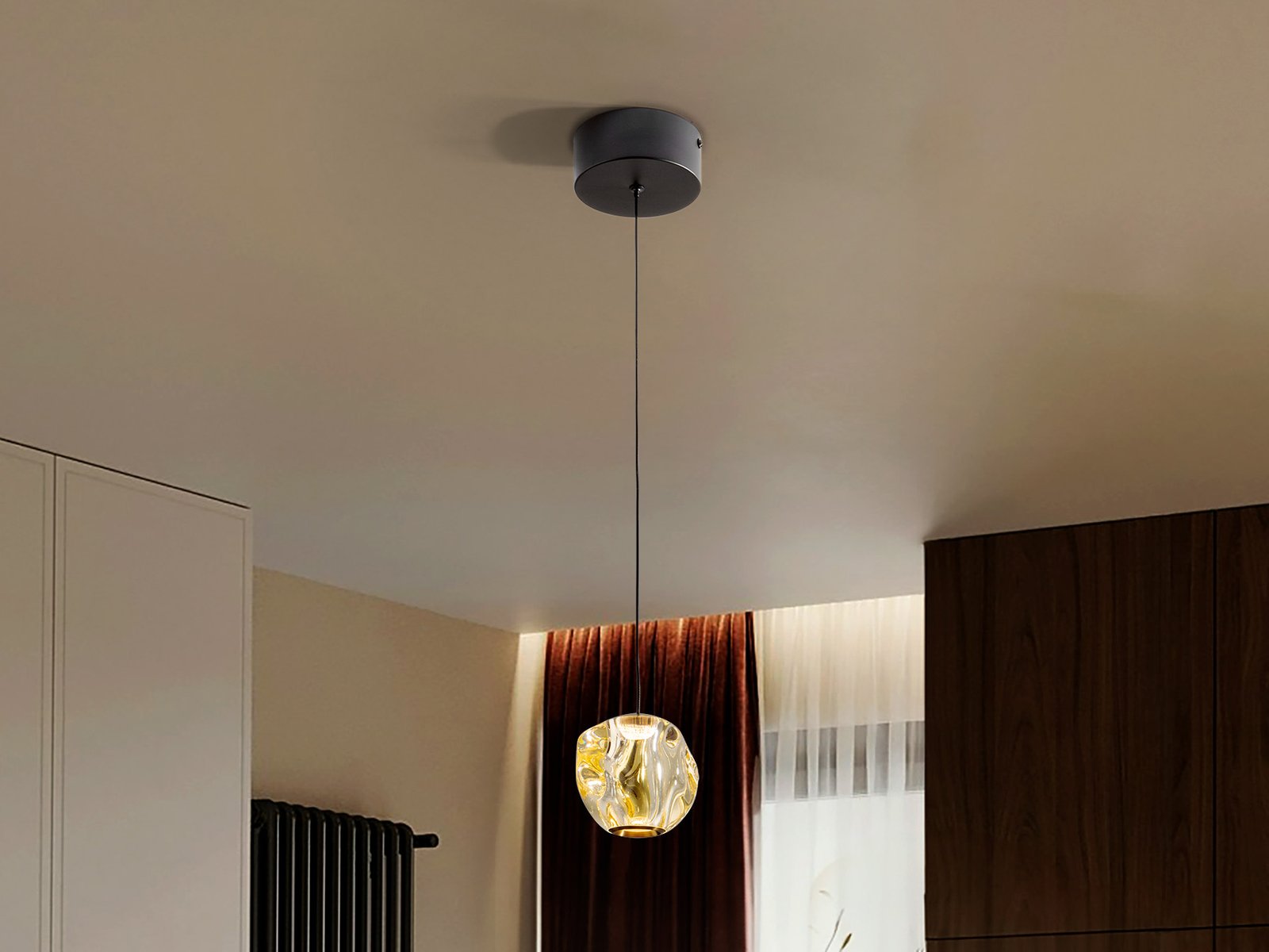 ZARIA- LAMP 1L- NEGRO/BRONCE/AMBAR