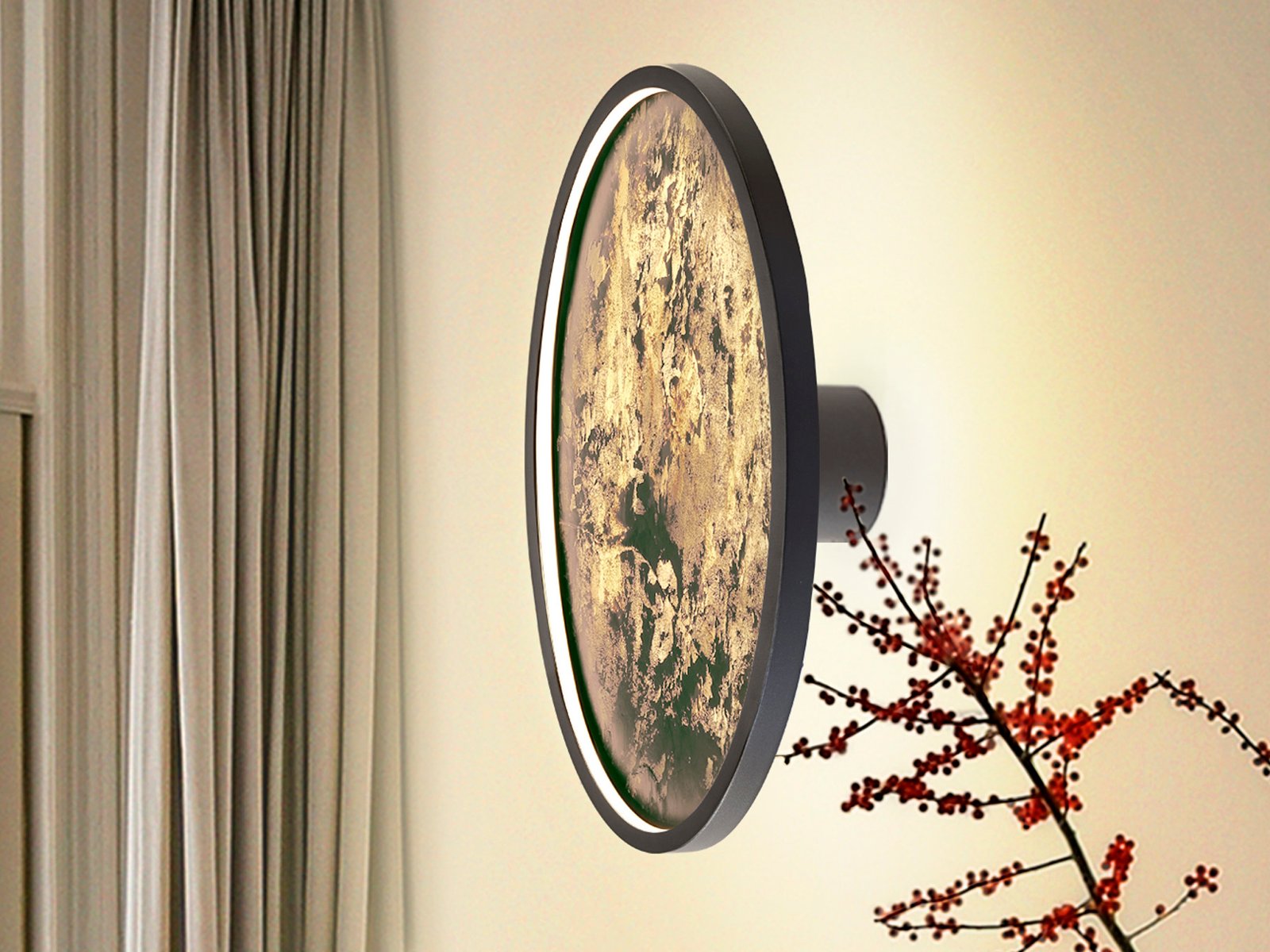 STONE- APLIQUE/PLAFON LED CCT- NEGRO D60